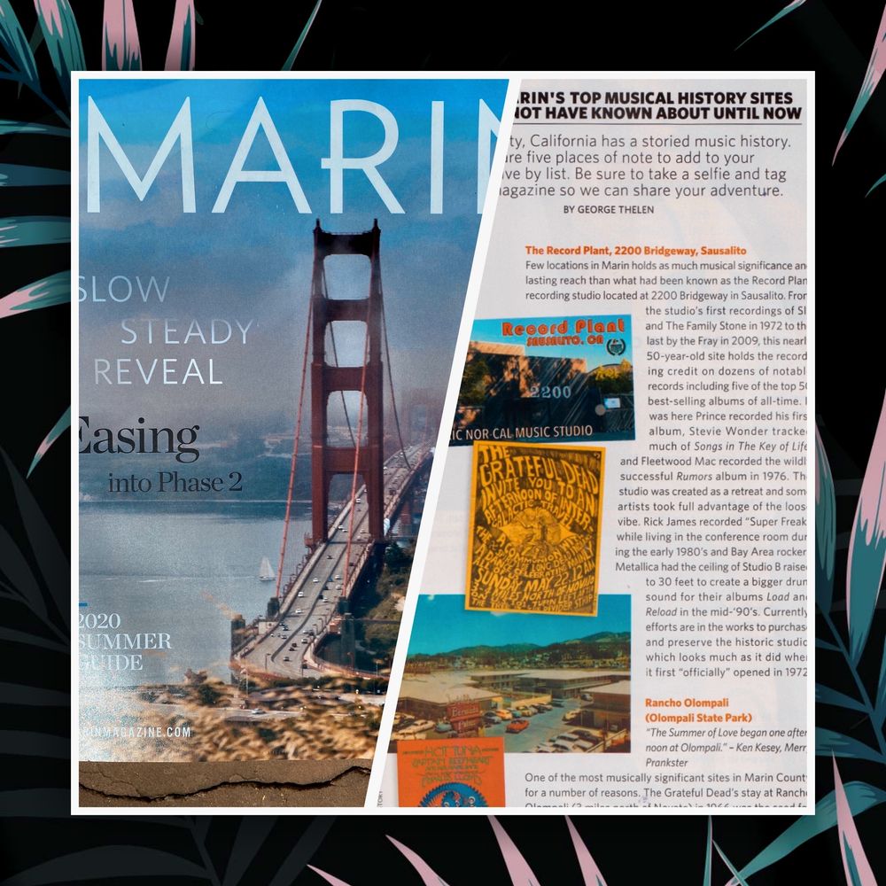 Marin Magazine Top 5 Music Sites by George Thelen / Thelen Creative Record Plant