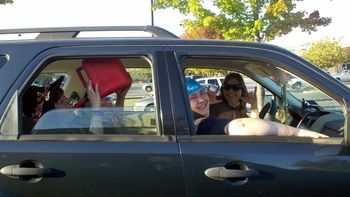 Crazy people in my car after shooting a chinese fire drill for the song Highway Hippies
