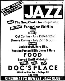 Greg Chako ran an ongoing jazz program in Cincinnati - Doc's Place - Raining Music - Mint 400 Records
