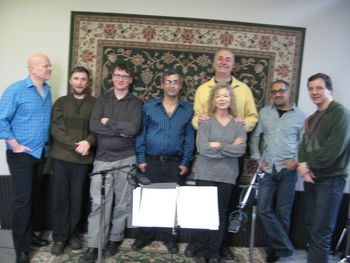 Recording Fray nr.1 in 2010 with George Koller, Ernie Tollar, John Gzowski, Tuhsin Nawfal, George Sawa, Ravi Naimpally and Alan Hetherington
