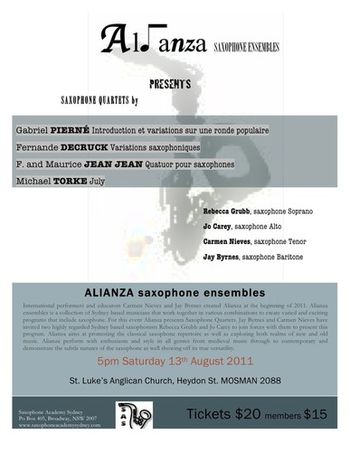 Alianza ensembles presents Quartets - August 2011
