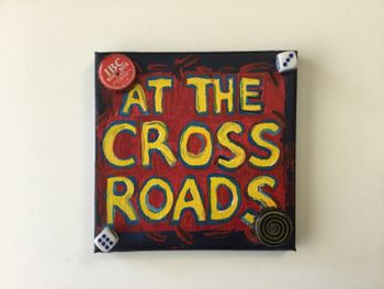 At the Crossroads 6’ x 6’ canvas mixed media folk art
