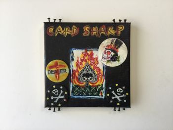 Card Sharp 6’ x 6’ canvas mixed media folk art
