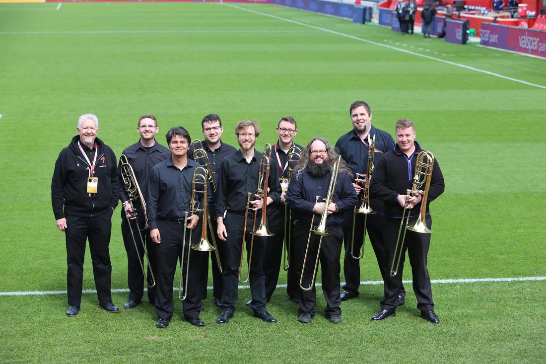 April 2017, UIUC Jazz Trombone Octet @Chicago Fire soccer match against Montreal Impact.
