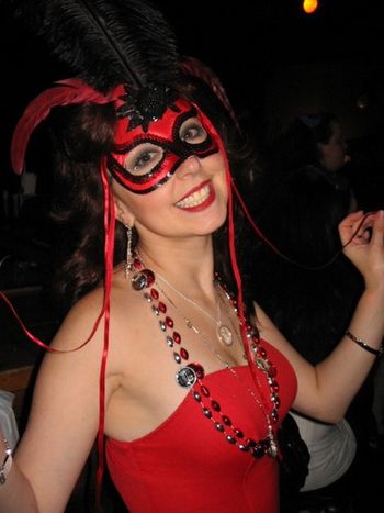 Jenn in full masquerade regalia.
