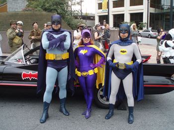 Batman, Batgirl & Batmite.
