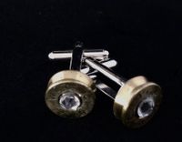 Small Gold with Silver Jewel Cuff Link Set - Item # - C45 - GJ