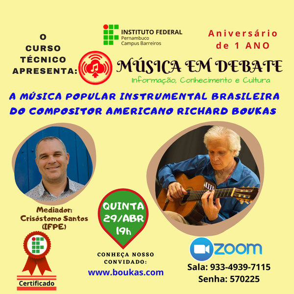 "Música em Debate"
extensive interview with Richard Boukas 
CLICK for FULL VIDEO (Portuguese).