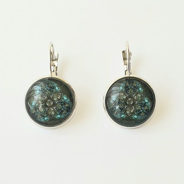 Glass Celtic Design Earrings - Turquoise