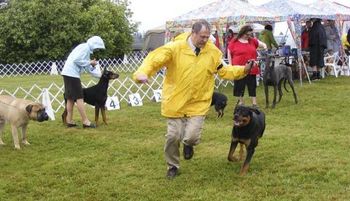 John & Rogue at the Mill River, PEI show in June - the weather left something to be desired!
