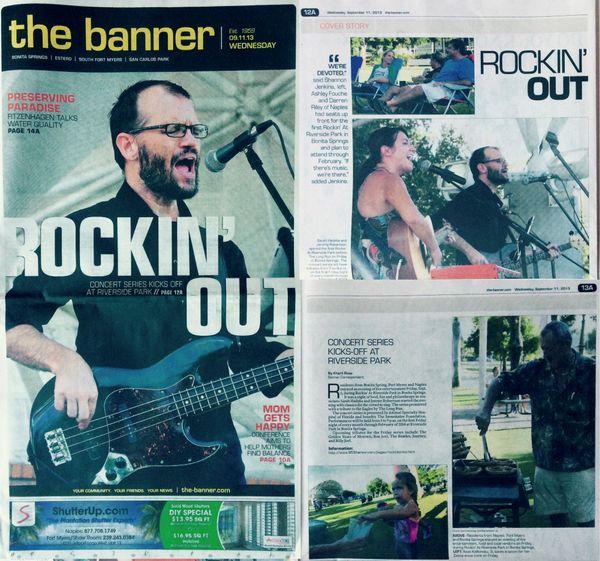 Front page feature of The Banner on September 12, 2013, showing bass player Jeremy Robertson of The Sarah Hadeka Band.