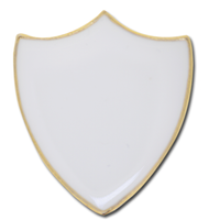 White Shield Enamelled Badge 32mm x 28mm + Free Stickers + Free Delivery