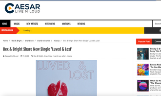 Recent Blog Feature for debut single "Luved & Lost)