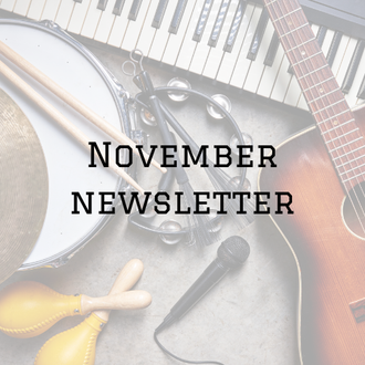 November2022 Newsletter featuring Musical Ladder Students, Practice Buddies,  Student Spotlight Max B., Pet of the Month, Refer a Friend Program, and much more.