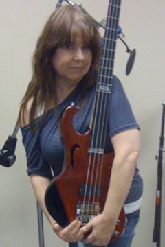 Lisa LaRue and the John Payne Signature Bass, made by Browns Guitar Factory
