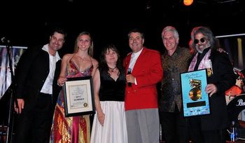 Lisa LaRue and Don Schiff accept the Lisa LaRue 2KX nomination for "Best Instrumental Artist," 21st Annual LA Music Awards. Photo by Cathie Gardner Adams
