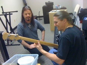 Steve Adams with John Payne and his Signature Bass. February, 2011

