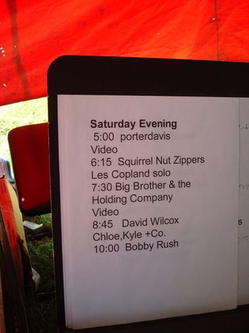The Saturday Night Line Up for the Main Stage
