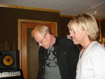 My good friend Chip Davis (writer of I'm Not The Enemy) and I listening to the playback
