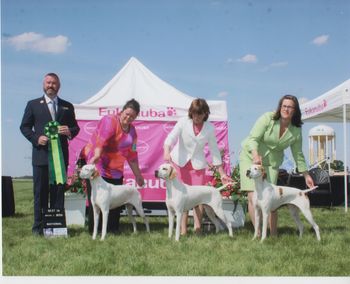 Best Brood Bitch with her two get sired by GCH Seasyde Edgehill's Heart of Gold
