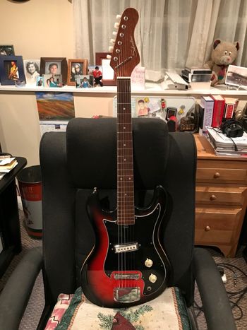 My first guitar - Sears Silvertone, got for Christmas 1970, brought back to life by my friend Frank McDermott
