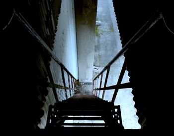 Stairs at abandoned concrete production plant
