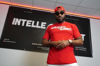 Music Artist D The Business on set of Intellects Connect Podcast show
