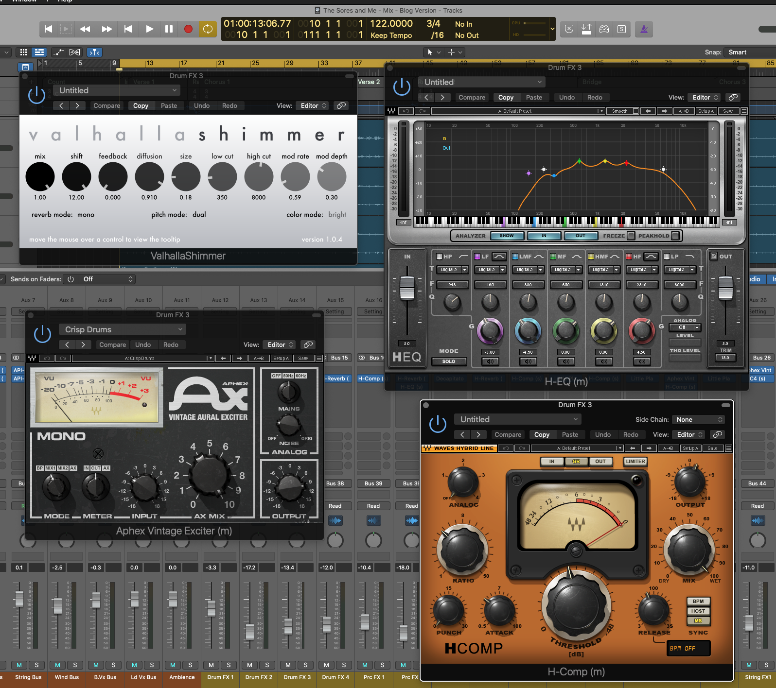 Screenshot of drum reverb settings in Logic X