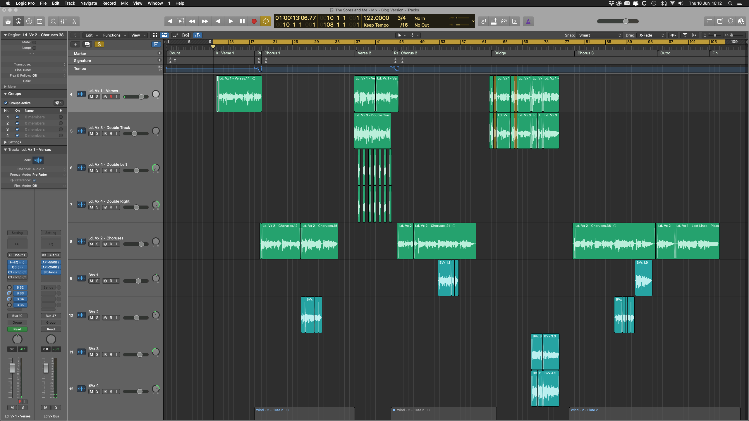 Screenshot of vocal layers in Logic session