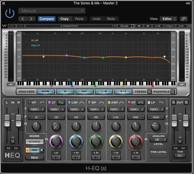 Screenshot of the mastering EQ settings in Logic X