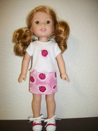 Lady Bug Shirt & Skirt set 14.5" doll