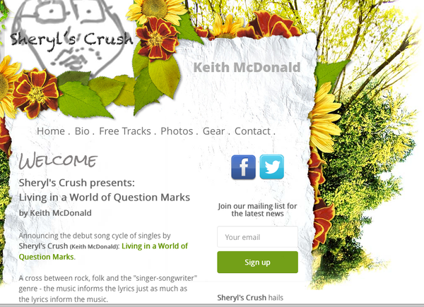 Screen capture of the Sheryl's Crush .com web page