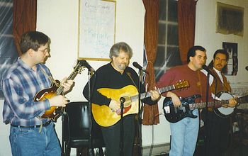 Left to Right. Ron Webb, Norman Wright, Darren Beachley, Kevin Church. Cafe' on The Rocks late 1995 or Early 1996
