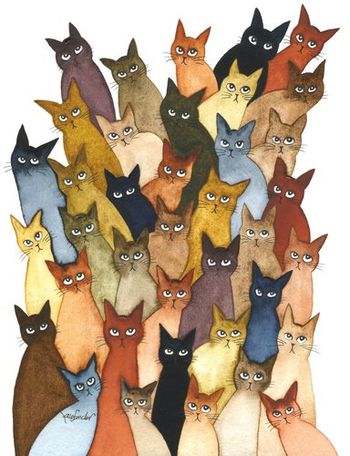 Many Whimsical Cats
