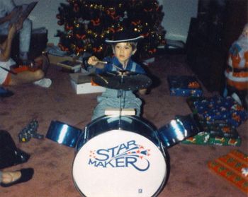 Our drummer, Kris, at age 5, already at it in 1992...
