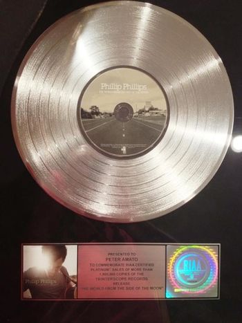 Platinum record for Phillip Phillips record! Mine is on the way!
