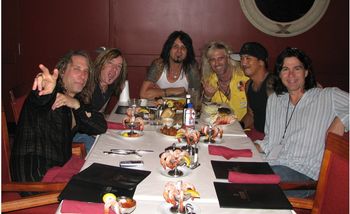 D.T. chowing  down w/ the boys of Slaughter. Shrimp cocktail...anyone?

