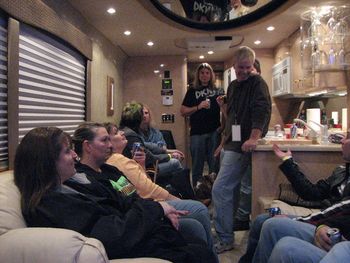 After-gig bus party in Burlington, IA.
