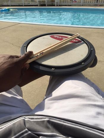 Practicing by the pool
