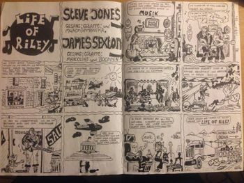 Cartoon biog given out at gigs by Russ

