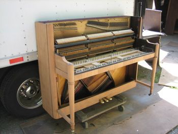 1949 Hamilton Studio after sanding, this piano other than the finish being trashed was mint mechanically.
