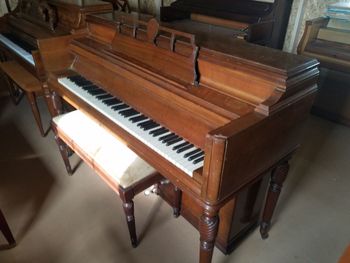 1943 Mason Hamlin Console. This piano is under full restoration, has a lot of Art Deco features, Burl Walnut case, photo will be updated when complete. 6500.00  Delivered, tuned, warranty.
