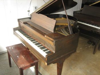 1921 Brambach Baby Grand the day it came in. It had a lot of issues from years of neglect.

