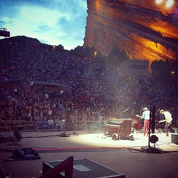 Piano shell in action for the Head and the Heart on stage at Red Rocks Amphitheatre, Colorado
