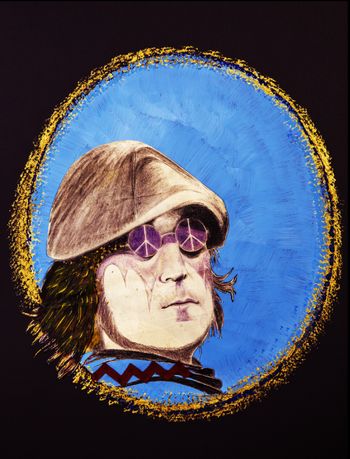 Lennon Peace Portal by Jamesy. Pencil Crayon, Acrylics, and Felt on Poster Board. Photographed by Keylight Photography.
