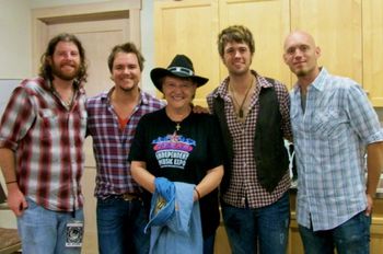 Mom hangin' w/ the Eli Young band. She was probably pitching one of my songs to them... :)
