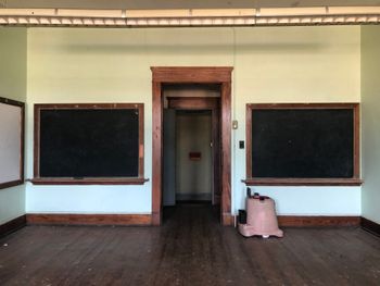 Slate chalkboards in a classroom
