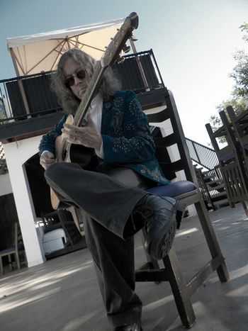 John Baker on the patio of the former Doors' Workshop, West Hollywood, 2012
