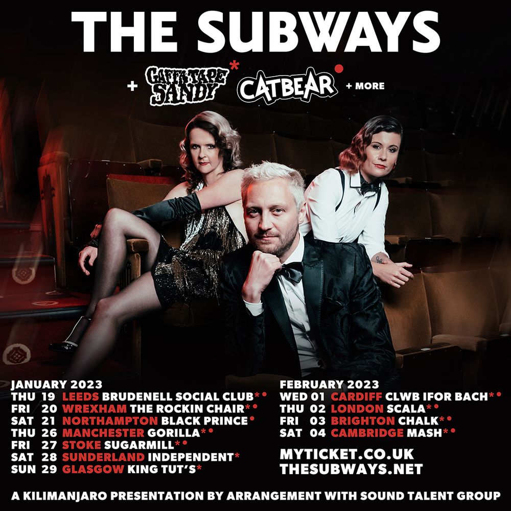 The Subways and CATBEAR UK Tour poster January February 2023