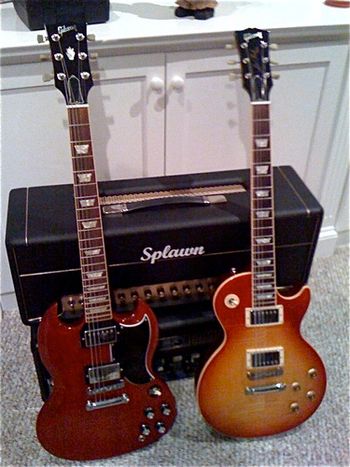 The Gibsons - Les Paul and a 1961 SG re-issue
